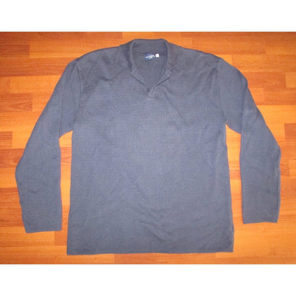GUESS? Jeans Dark Blue Polo Sweater - Large